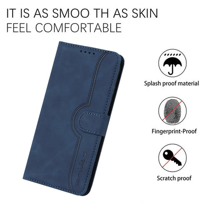 For iPhone 16e Heart Pattern Skin Feel Leather Phone Case(Royal Blue)