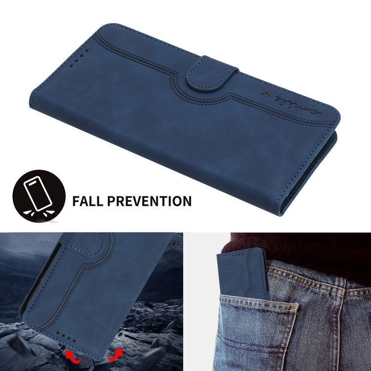 For iPhone 16e Heart Pattern Skin Feel Leather Phone Case(Royal Blue)