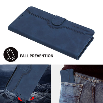 For iPhone 16e Heart Pattern Skin Feel Leather Phone Case(Royal Blue)