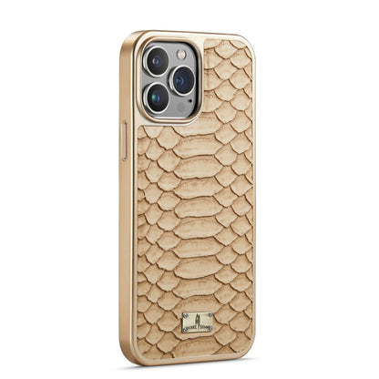For iPhone 15 Plus Fierre Shann Python Texture Electroplating PU Phone Case(White) by FIERRE SHANN