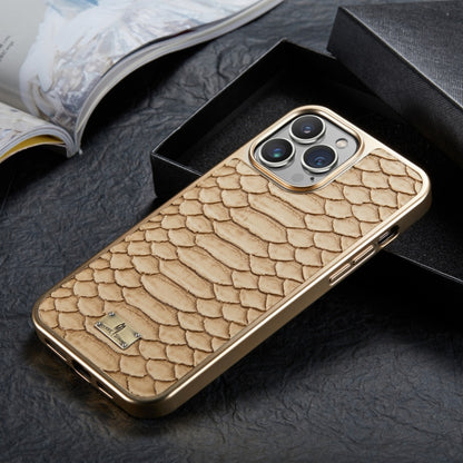 For iPhone 15 Plus Fierre Shann Python Texture Electroplating PU Phone Case(White) by FIERRE SHANN