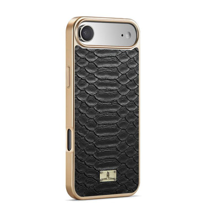 For iPhone Air Fierre Shann Python Texture Electroplating PU Phone Case(Black) by FIERRE SHANN