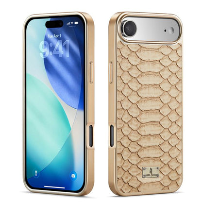 For iPhone Air Fierre Shann Python Texture Electroplating PU Phone Case(White) by FIERRE SHANN