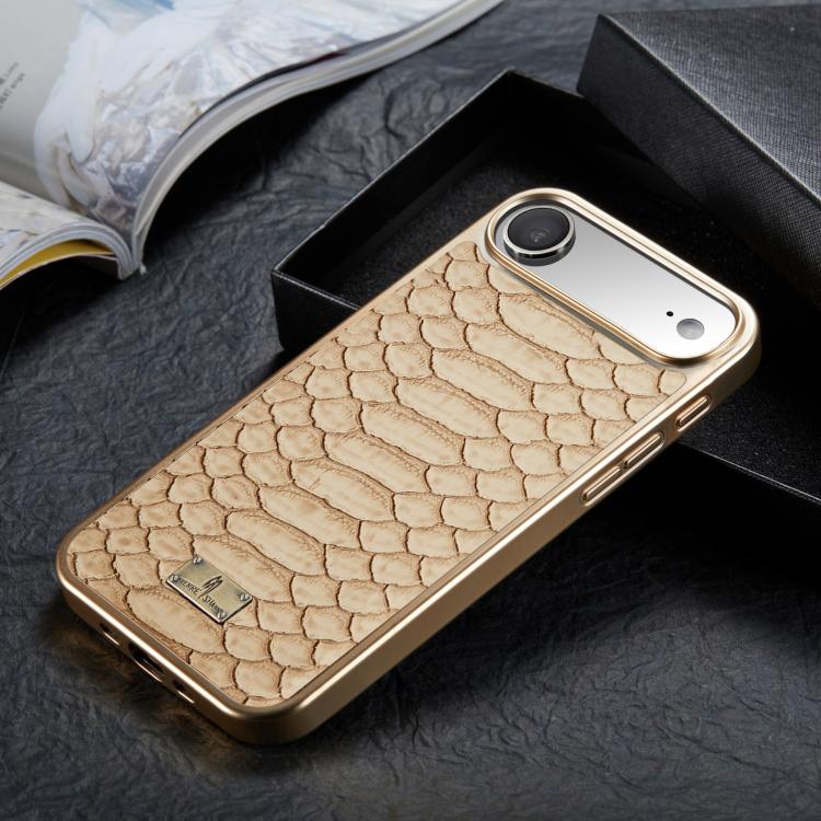 For iPhone Air Fierre Shann Python Texture Electroplating PU Phone Case(White) by FIERRE SHANN