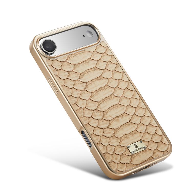 For iPhone Air Fierre Shann Python Texture Electroplating PU Phone Case(White) by FIERRE SHANN