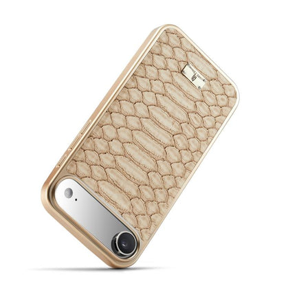 For iPhone Air Fierre Shann Python Texture Electroplating PU Phone Case(White) by FIERRE SHANN