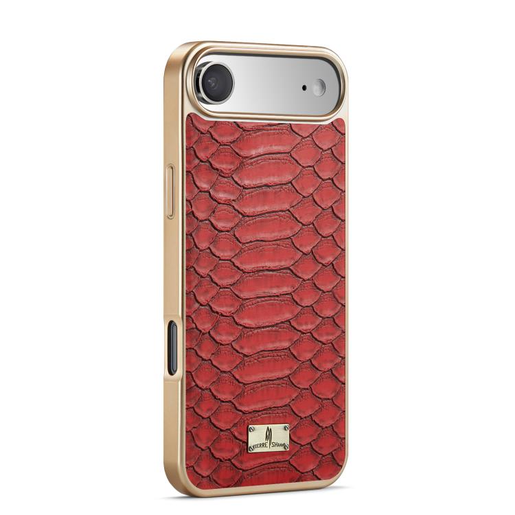 For iPhone Air Fierre Shann Python Texture Electroplating PU Phone Case(Red) by FIERRE SHANN
