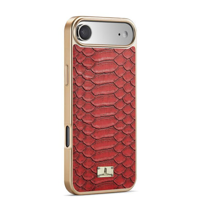For iPhone Air Fierre Shann Python Texture Electroplating PU Phone Case(Red) by FIERRE SHANN