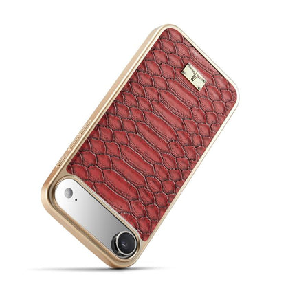 For iPhone Air Fierre Shann Python Texture Electroplating PU Phone Case(Red) by FIERRE SHANN