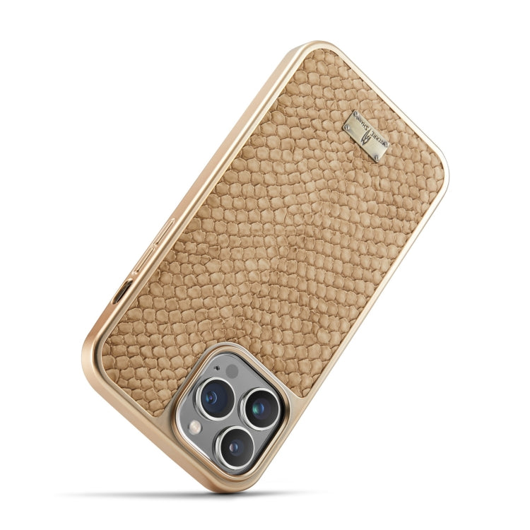 For iPhone 15 Fierre Shann Snake Texture Electroplating PU Phone Case(White) by FIERRE SHANN