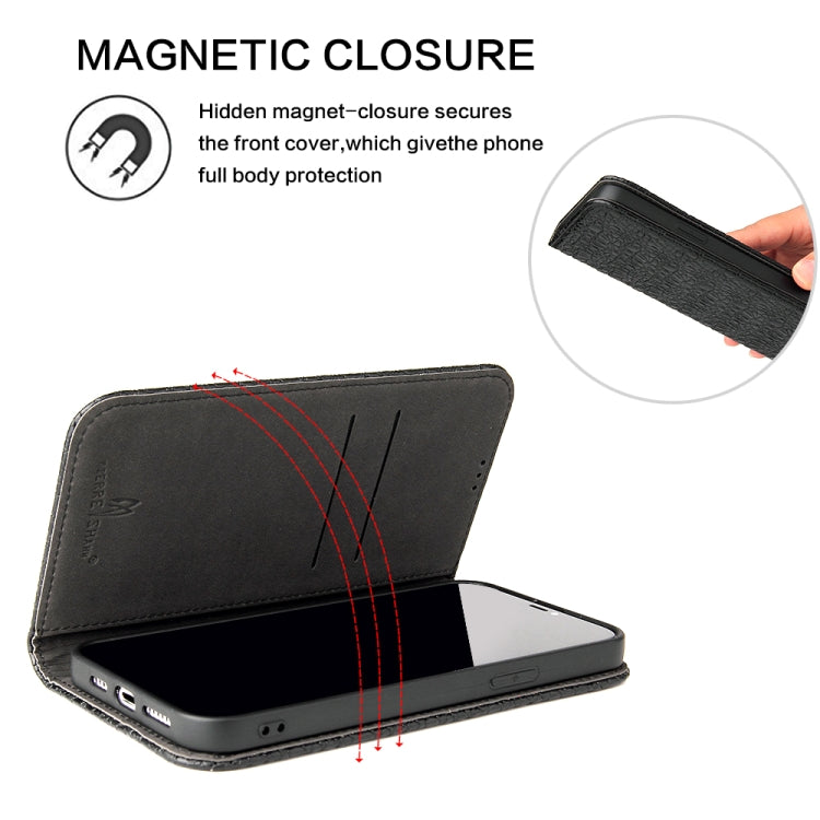 For iPhone 15 Pro Fierre Shann Crocodile Texture Magnetic Genuine Leather Phone Case(Black) by FIERRE SHANN