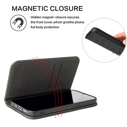 For iPhone 15 Pro Fierre Shann Crocodile Texture Magnetic Genuine Leather Phone Case(Black) by FIERRE SHANN