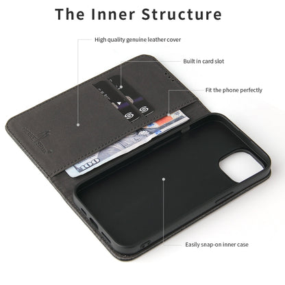For iPhone 15 Fierre Shann Crocodile Texture Magnetic Genuine Leather Phone Case(Black) by FIERRE SHANN