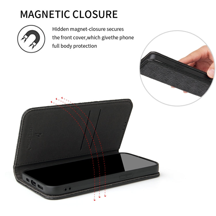 For iPhone 14 Plus Fierre Shann Crocodile Texture Magnetic Genuine Leather Phone Case(Black) by FIERRE SHANN