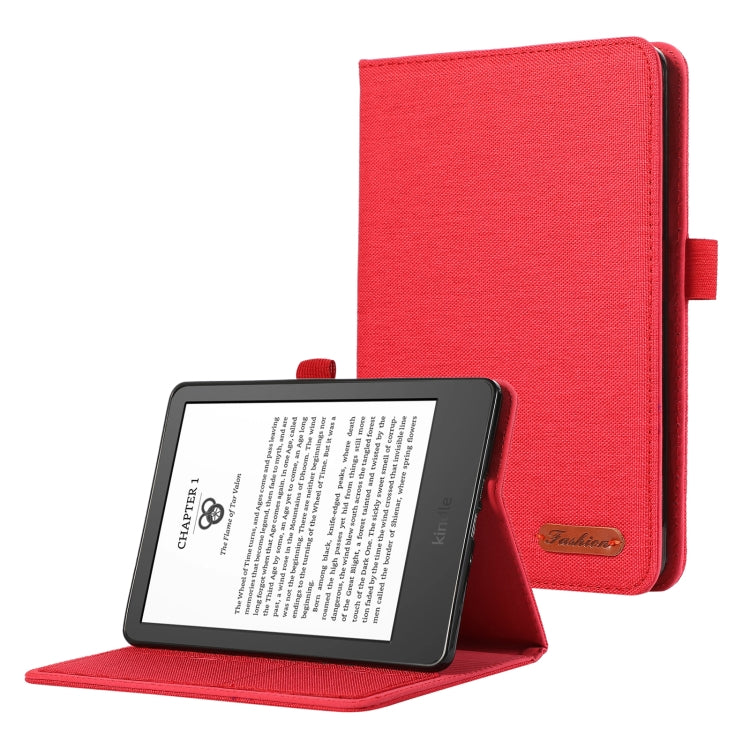 For Amazon Kindle 11th 2022 / Kindle 6 Cloth Texture Horizontal Flip PU + TPU Tablet Case(Red) by bashfashion