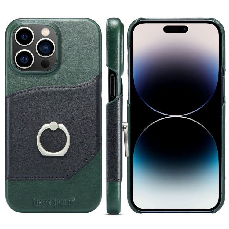 For iPhone 15 Pro Max Fierre Shann Oil Wax Texture Genuine Leather Back Cover Phone Case(Black) by FIERRE SHANN
