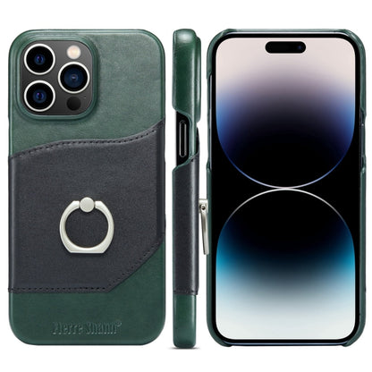 For iPhone 15 Pro Max Fierre Shann Oil Wax Texture Genuine Leather Back Cover Phone Case(Black) by FIERRE SHANN