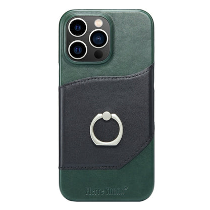 For iPhone 15 Pro Max Fierre Shann Oil Wax Texture Genuine Leather Back Cover Phone Case(Black) by FIERRE SHANN