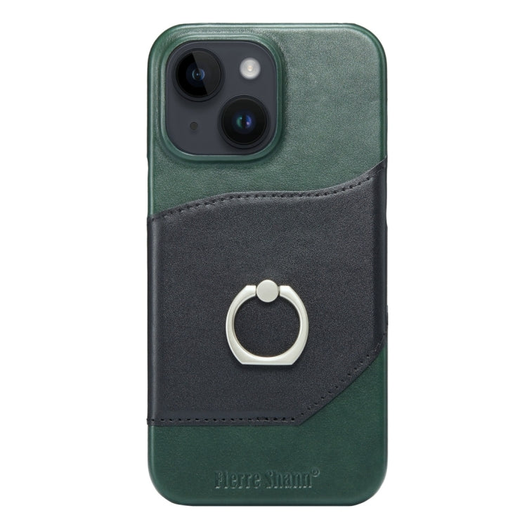 For iPhone 15 Plus Fierre Shann Oil Wax Texture Genuine Leather Back Cover Phone Case(Black) by FIERRE SHANN