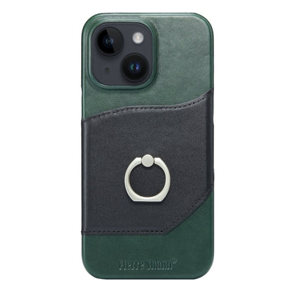 For iPhone 15 Plus Fierre Shann Oil Wax Texture Genuine Leather Back Cover Phone Case(Black) by FIERRE SHANN
