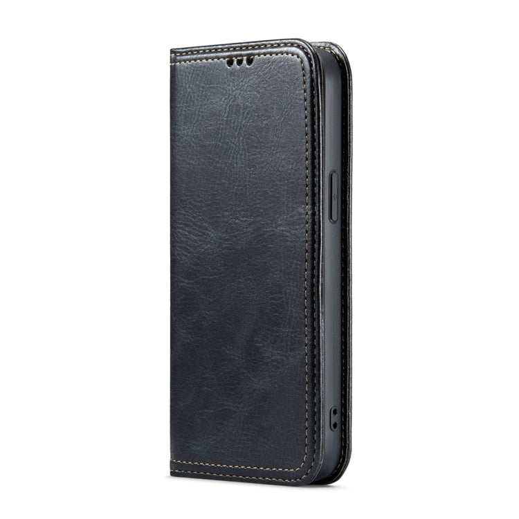 For iPhone 15 Plus Fierre Shann Vintage Bark Texture Wallet Leather Phone Case(Black) by FIERRE SHANN