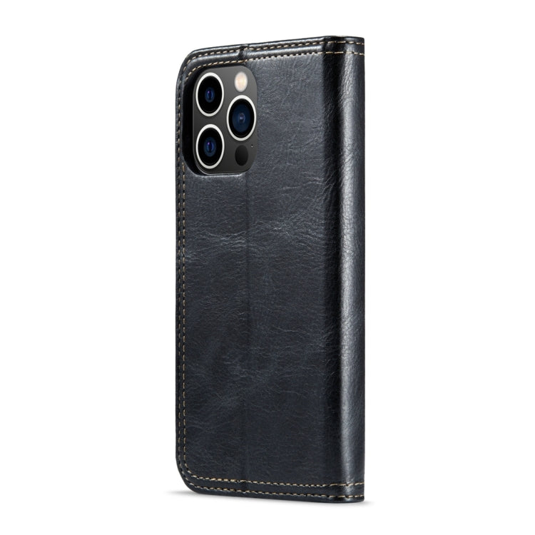 For iPhone 15 Plus Fierre Shann Vintage Bark Texture Wallet Leather Phone Case(Black) by FIERRE SHANN