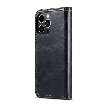 For iPhone 15 Plus Fierre Shann Vintage Bark Texture Wallet Leather Phone Case(Black) by FIERRE SHANN