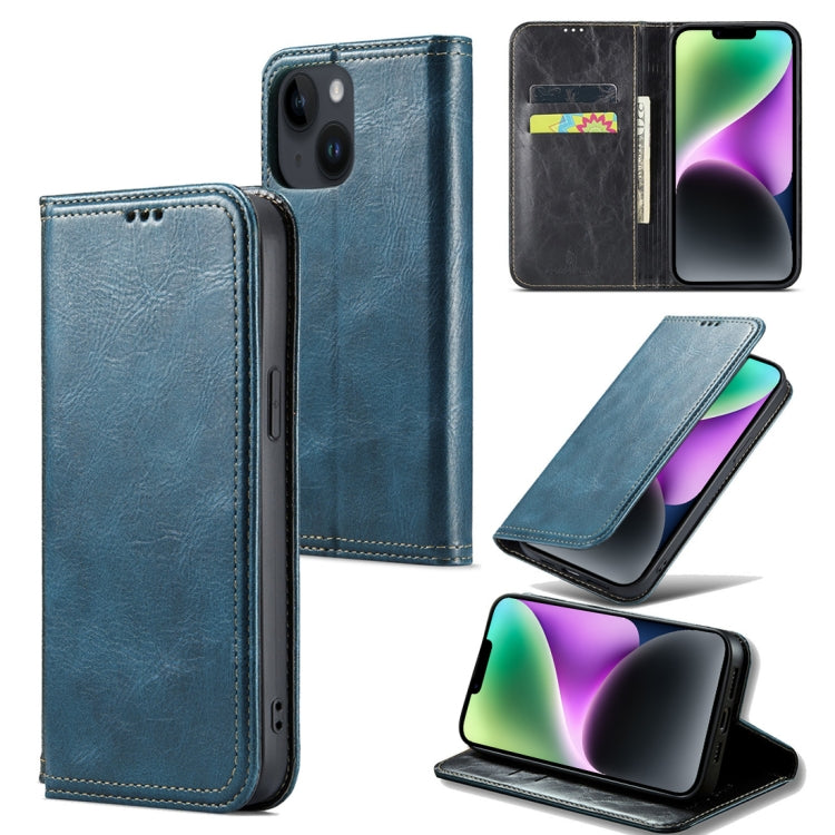 For iPhone 15 Plus Fierre Shann Vintage Bark Texture Wallet Leather Phone Case(Green) by FIERRE SHANN