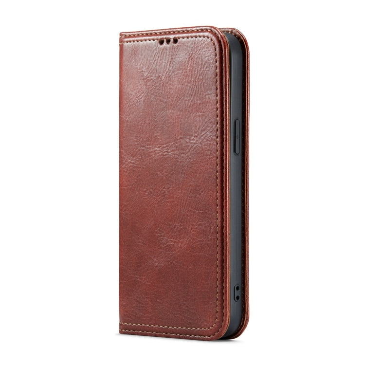 For iPhone 15 Fierre Shann Vintage Bark Texture Wallet Leather Phone Case(Brown) by FIERRE SHANN