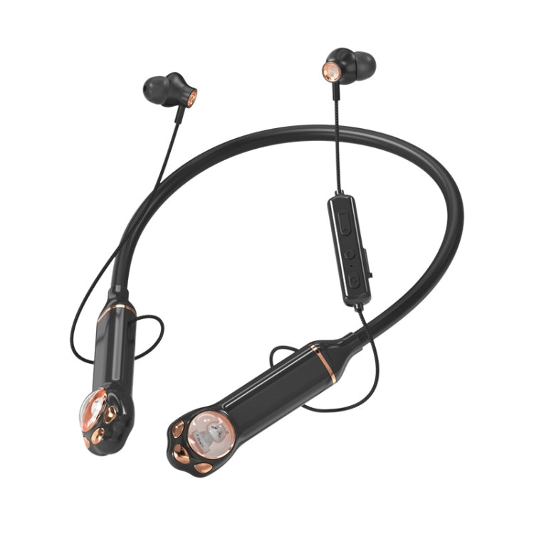K1692 Meow Planet Neck-mounted Noise Reduction Sports Bluetooth Earphones(Black) by bashfashion
