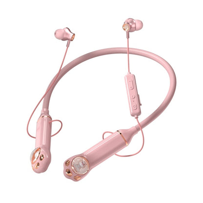K1692 Meow Planet Neck-mounted Noise Reduction Sports Bluetooth Earphones(Pink) by bashfashion