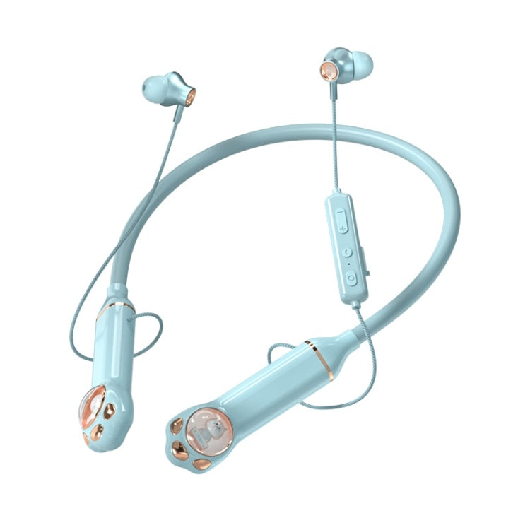 K1692 Meow Planet Neck-mounted Noise Reduction Sports Bluetooth Earphones(Blue) by bashfashion