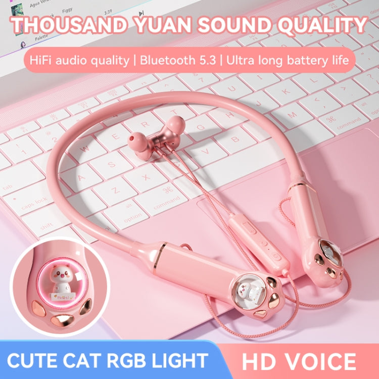 K1692 Meow Planet Neck-mounted Noise Reduction Sports Bluetooth Earphones(Black) by bashfashion