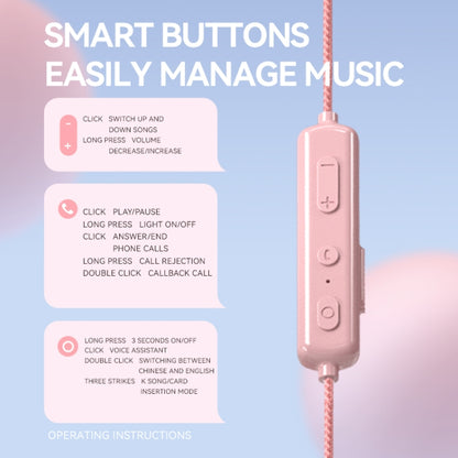 K1692 Meow Planet Neck-mounted Noise Reduction Sports Bluetooth Earphones(White) by bashfashion