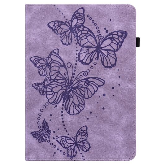 For Samsung Galaxy Tab S9 Embossed Butterfly Pattern Leather Tablet Case(Purple) by bashfashion