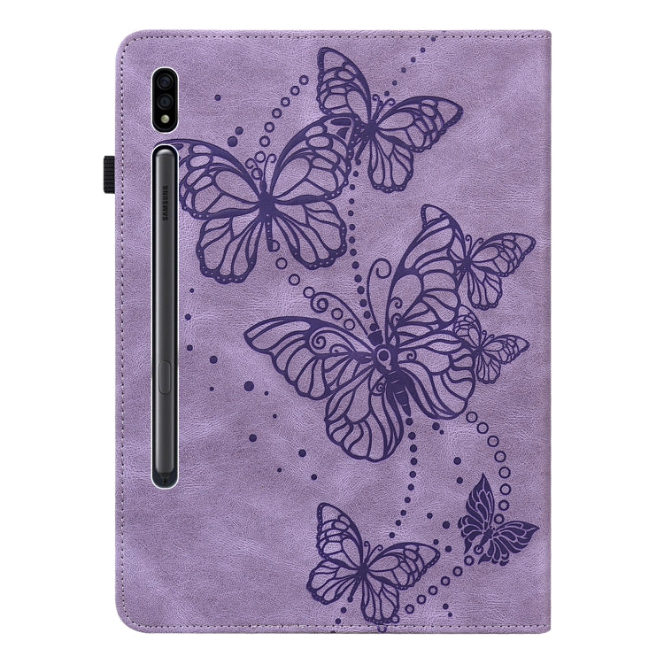 For Samsung Galaxy Tab S9 Embossed Butterfly Pattern Leather Tablet Case(Purple) by bashfashion