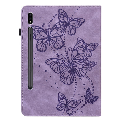 For Samsung Galaxy Tab S9 Embossed Butterfly Pattern Leather Tablet Case(Purple) by bashfashion