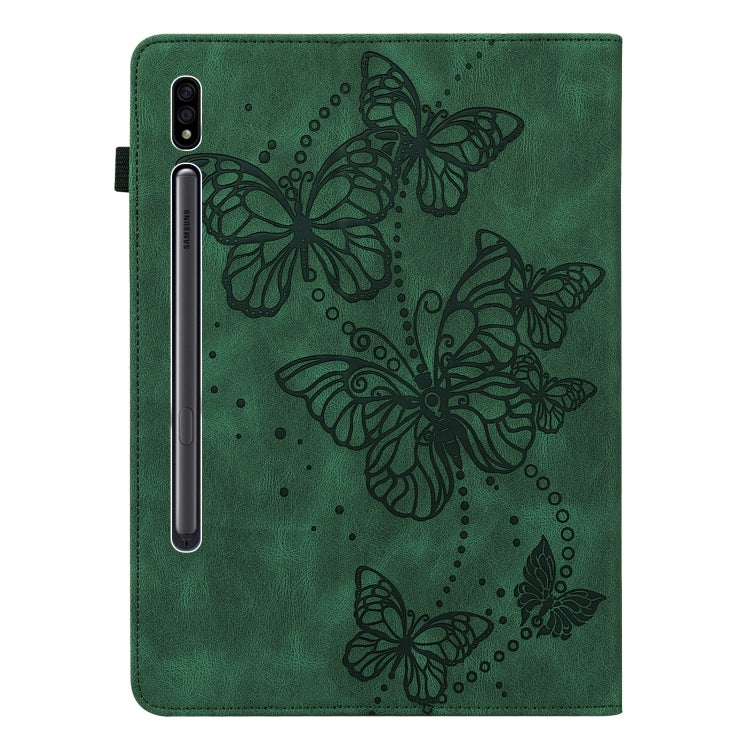 For Samsung Galaxy Tab S9 Embossed Butterfly Pattern Leather Tablet Case(Green) by bashfashion