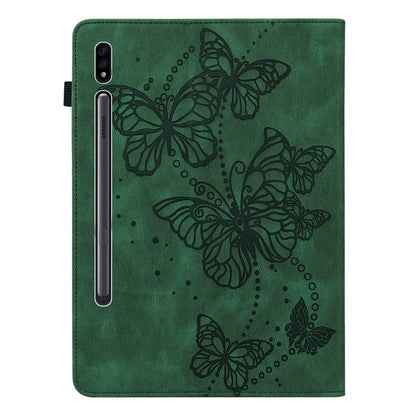 For Samsung Galaxy Tab S9 Embossed Butterfly Pattern Leather Tablet Case(Green) by bashfashion