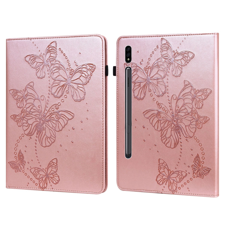 For Samsung Galaxy Tab S9 Embossed Butterfly Pattern Leather Tablet Case(Pink) by bashfashion