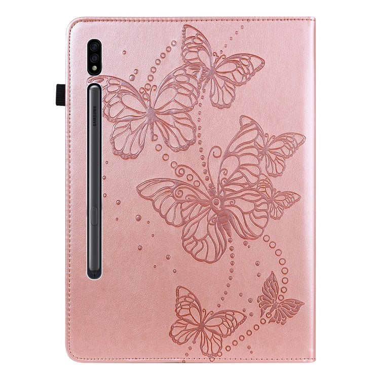 For Samsung Galaxy Tab S9 Embossed Butterfly Pattern Leather Tablet Case(Pink) by bashfashion