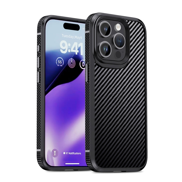 For iPhone 15 Pro iPAKY MG Series Carbon Fiber PC + TPU Protective Phone Case(Black) by iPAKY