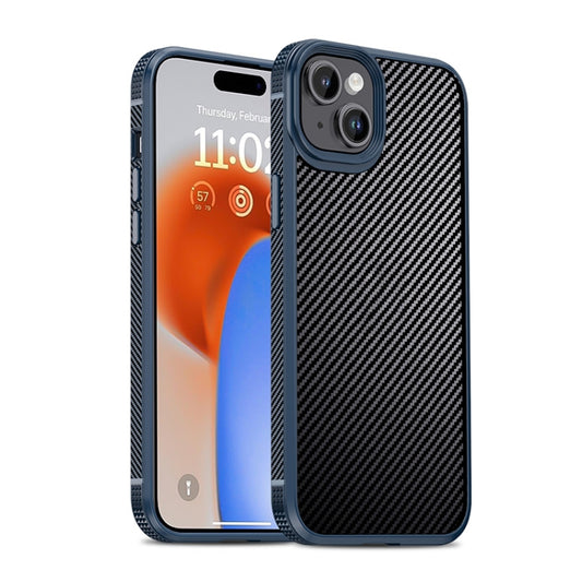 For iPhone 15 Plus iPAKY MG Series Carbon Fiber PC + TPU Protective Phone Case(Blue) by iPAKY