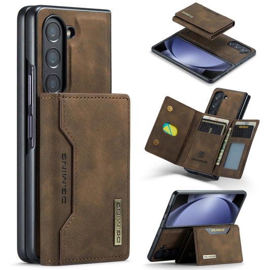 For Samsung Galaxy Z Fold5 DG.MING M2 Series 3-Fold Multi Card Bag + Magnetic Phone Case(Coffee) by DG.MING