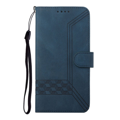 For iPhone 16e Cubic Skin Feel Flip Leather Phone Case(Blue) by bashfashion