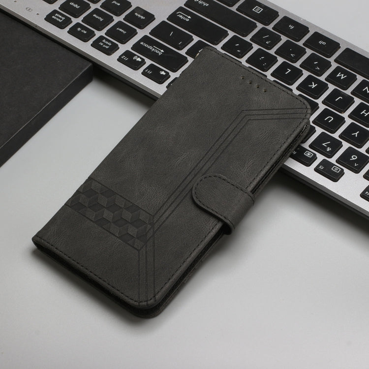 For iPhone 16e Cubic Skin Feel Flip Leather Phone Case(Black) by bashfashion