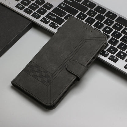 For iPhone 16e Cubic Skin Feel Flip Leather Phone Case(Black) by bashfashion