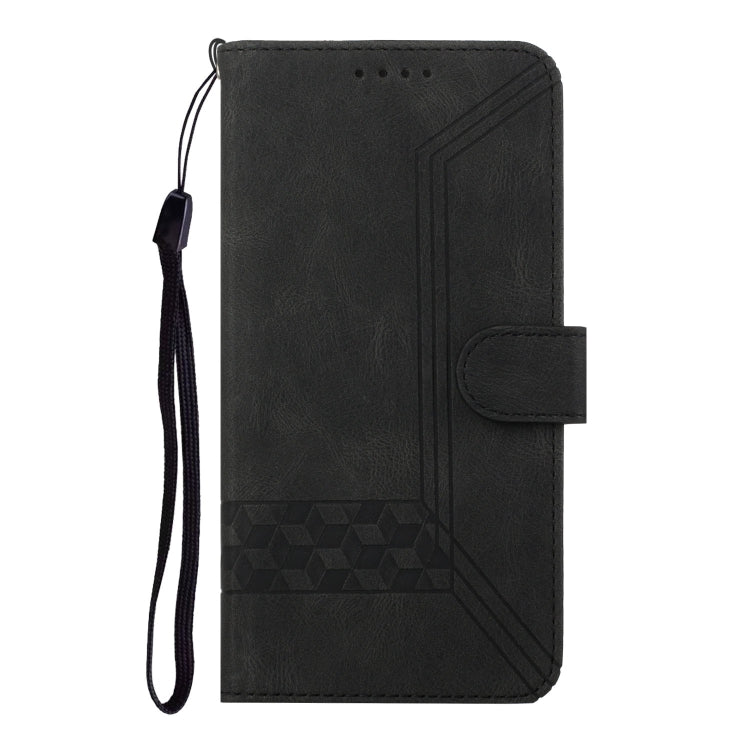 For iPhone 16e Cubic Skin Feel Flip Leather Phone Case(Black) by bashfashion