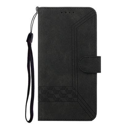 For iPhone 16e Cubic Skin Feel Flip Leather Phone Case(Black) by bashfashion