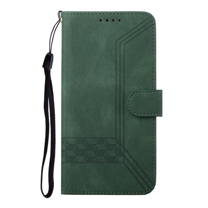 For iPhone 16e Cubic Skin Feel Flip Leather Phone Case(Green) by bashfashion